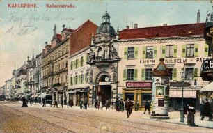 Postkartenalbum mit Motiven von Karlsruhe. "Karlsruhe. Kaiserstraße"