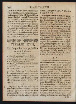 Titulus XVII. De Sequestratione possessionum & fructuum.