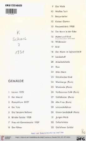Gemälde (Nr. 1-33)