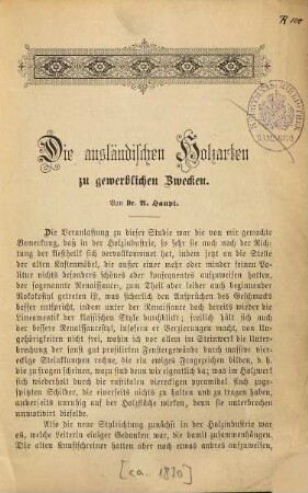 Die ausländischen Holzarten zu Gewerblichen Zwecken