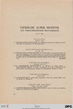 Gemälde Alter Meister aus verschiedenem Privatbesitz (Nr. 71-164)