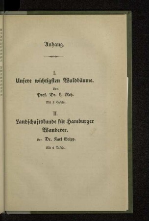Anhang. I. Unsere wichtigsten Waldbäume.