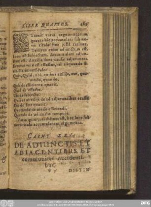Caput XXI. De Adiunctis Et Adiacentibus Et communiter Accidentibus.