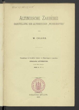 Altindische Zauberei : Darstellung der altindischen "Wunschopfer"