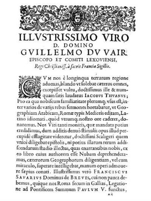 Illvstrissimo Viro D. Domino Gvillelmo Dv Vair Episcopo Et Comiti Lexoviensi, Regi Christianiss. a sacris Franciæ Sigillis.