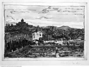 Skizzenalbum Band 3Rom, Garten der Villa Medici aus der Ferne, Monticello del Parnasso - Album Giani (III)