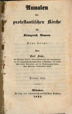 Annalen der Protestantischen Kirche im Königreich Bayern. 3, 3. 1842