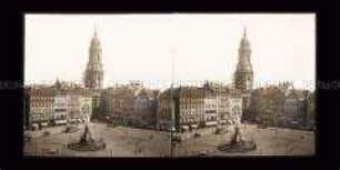 Blick auf den Altmarkt mit Kreuzkirche und Germaniadenkmal, Dresden