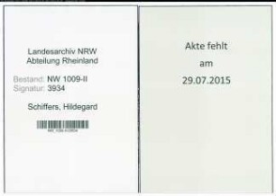 Entnazifizierung Hildegard Schiffers , geb. 05.08.1922 ()