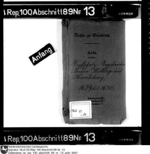 Kopfschatzregister der Ämter Wittlage und Hunteburg