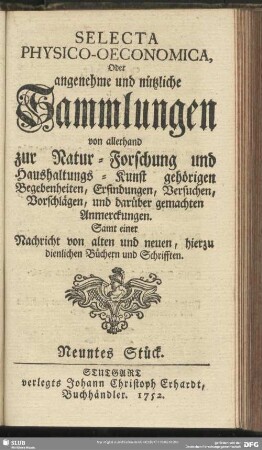 Neuntes Stück. 1752