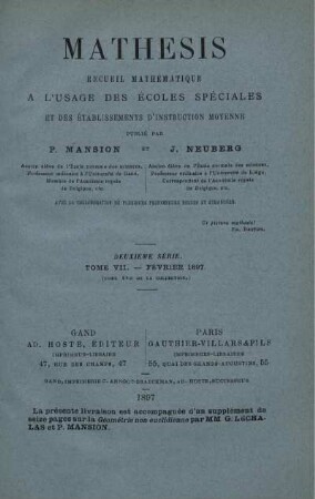 TOME VII. - FÉVRIER 1897.