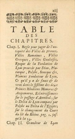 Table Des Chapitres.