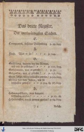 Das dritte Register, der merkwürdigen Sachen.