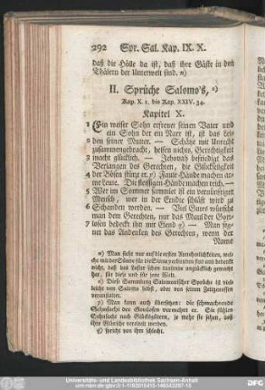 II. Sprüche Salomo's, Kap. X. 1. bis Kap. XXIV. 34.