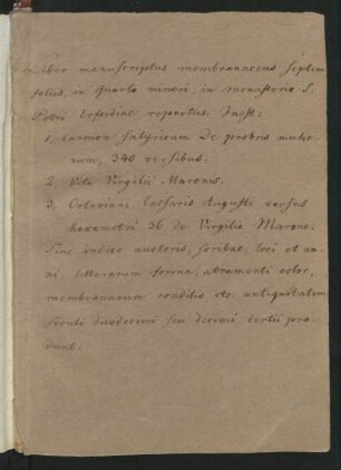 Notizen zur Handschrift, lat.