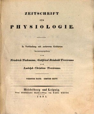 Zeitschrift für Physiologie. 4. 1831