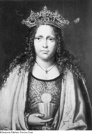 Flügelaltar (geschlossen): links Heilige Katharina, rechts Heilige Barbara