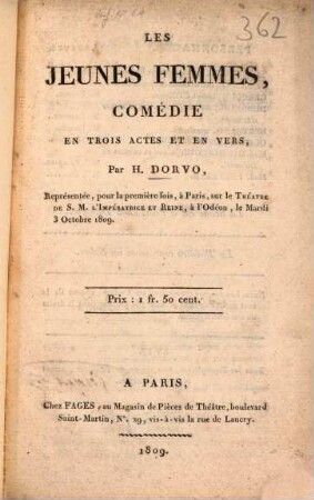 Les jeunes femmes : Comédie en 3 actes et en vers
