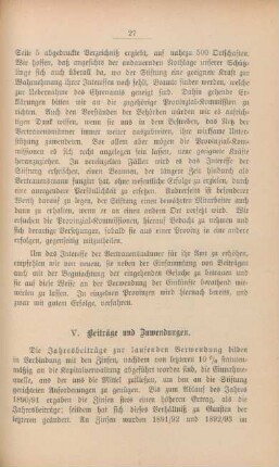 V. Beiträge und Zuwendungen