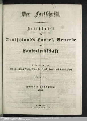 3.1852: Der Fortschritt : Zeitschrift für Handel, Gewerbe u. Landwirthschaft