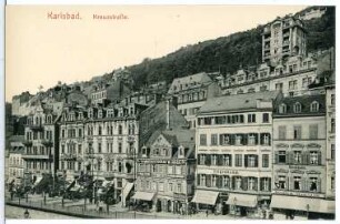 Karlsbad. Kreuzstraße mit Haus Feigenbaum und Stockholm