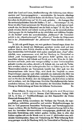Schwarz, Klaus :: Kompanien, Kirchspiele und Konvent in Bremen 1605 - 1814, (Veröffentlichungen aus dem Staatsarchiv der Freien Hansestadt Bremen, 37) : Bremen, Schünemann, 1969
