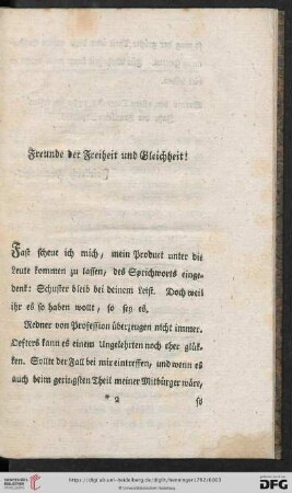 Freunde der Freiheit und Gleichheit!