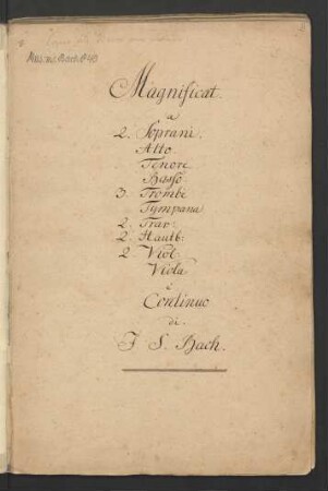 Magnificat; V (5), Coro, orch, bc; D-Dur; BWV 243; BC E 14
