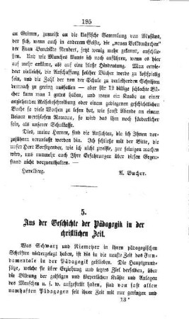 Aus der Geschichte der Pädagogik in der christlichen Zeit
