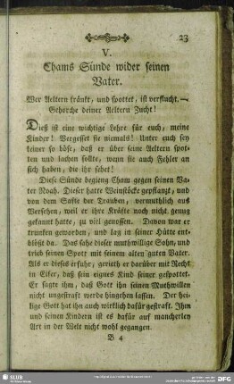 V. Chams Sünde wider seinen Vater