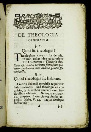 De Theologia generatim.
