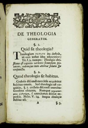 De Theologia generatim.