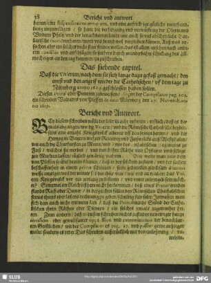Das siebende capitel. Daß die Unierten, nach dem sie sich lange dazu gefast gemacht, den ernst und den angriff wieder die Catholischen, uf dem tage zu Nürnberg anno 1619. geschlossen haben sollen
