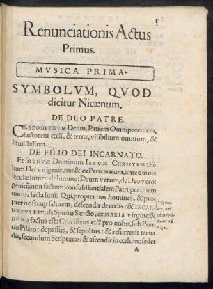 Renunciationis Actus Primus.