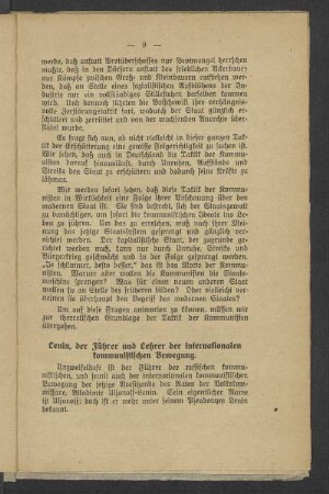 Lenin, der Führer und Lehrer der internationalen kommunistischen Bewegung.
