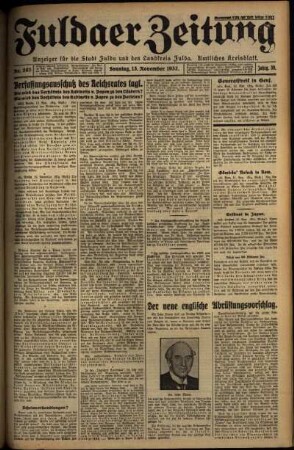 Erste Ausgabe vom Sonntag, den 13. November 1932.