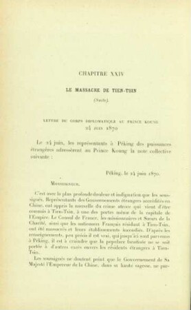 Chapitre XXIV. Le massacre de Tien-Tsin (Suite)