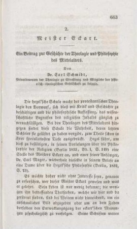663-744 Meister Eckhart : ein Beitrag zur Geschichte der Theologie und Philosophie des Mittelalters