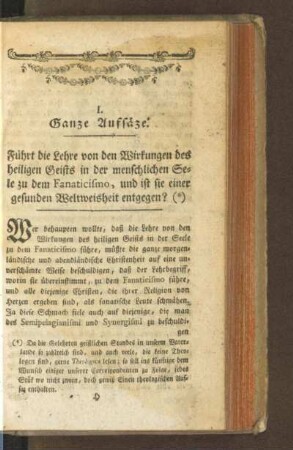 I. Ganze Aufsäze