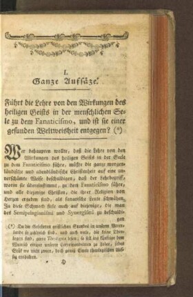 I. Ganze Aufsäze