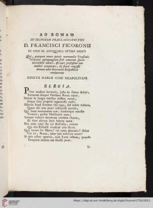Ad Romam, Elegia