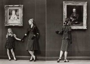 Modeaufnahme, Modelle Dietry Hubbard, Shari Herbert und Judith Underwood in der Wildenstein Galerie (Mademoiselle)