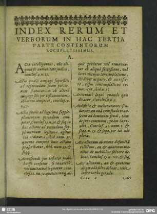 Index Rerum Et Verborum in Hac Tertia Parte Contentorum Locupletissimus