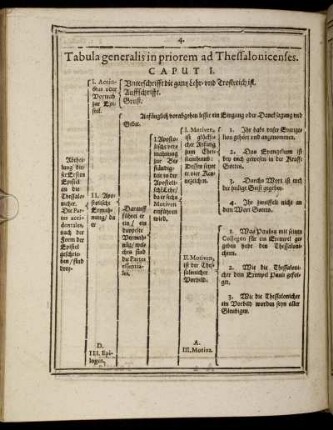 Tabula generalis in priorem ad Thessalonicenses.
