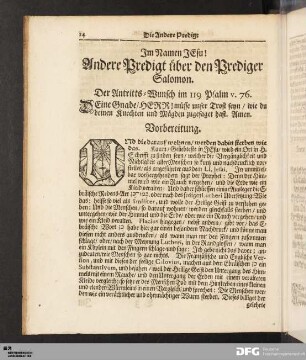 Andere Predigt über den Prediger Salomon.
