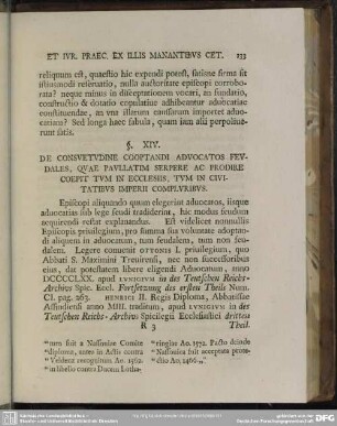 § XIV. De Consuetudine Cooptandi Advocatos Feudales, Quae Paullatim Serpere Ac Priodire Coepit Tum In Ecclesiis, Tum In Civitatibus Imperii Compluribus