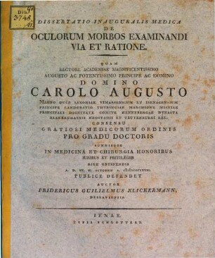 Diss. de oculorum morbos examinandi via et ratione