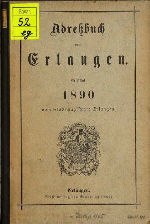 Adreßbuch von Erlangen. 1890