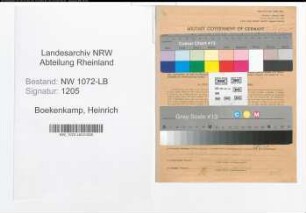 Entnazifizierung Heinrich Boekenkamp , geb. 12.08.1910 (Baecker)